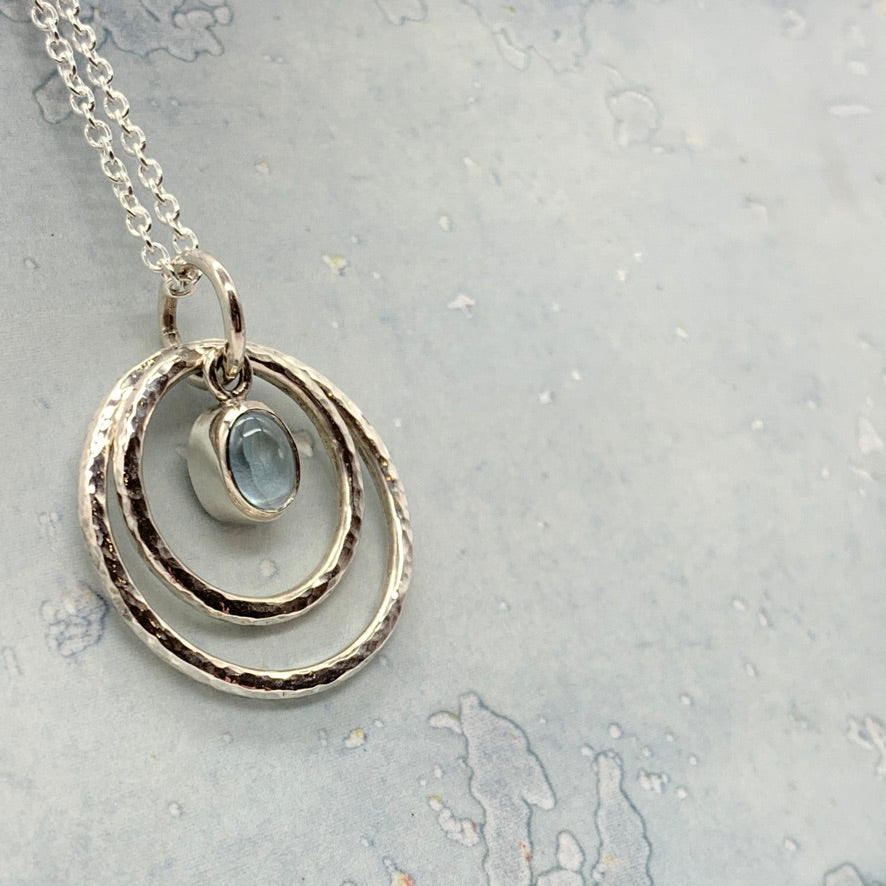 Caldera Saturno Aquamarine Pendant Necklace