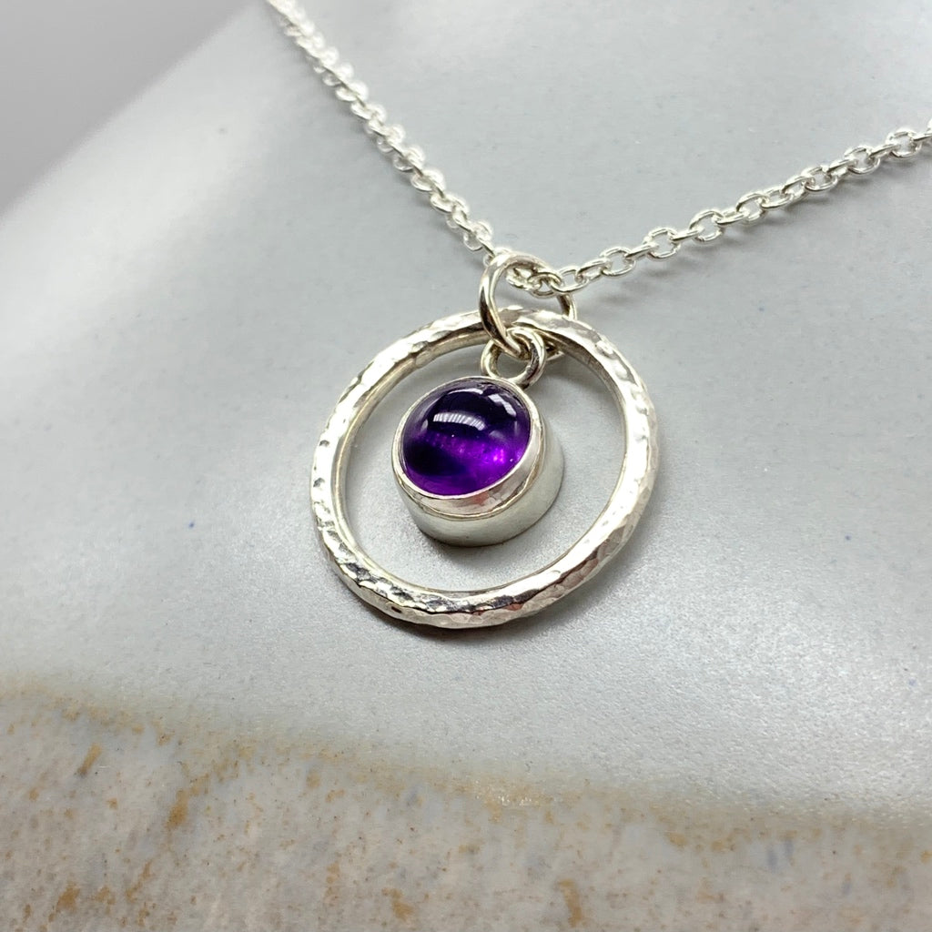 Caldera Solaris Amethyst Pendant Necklace on an Angle