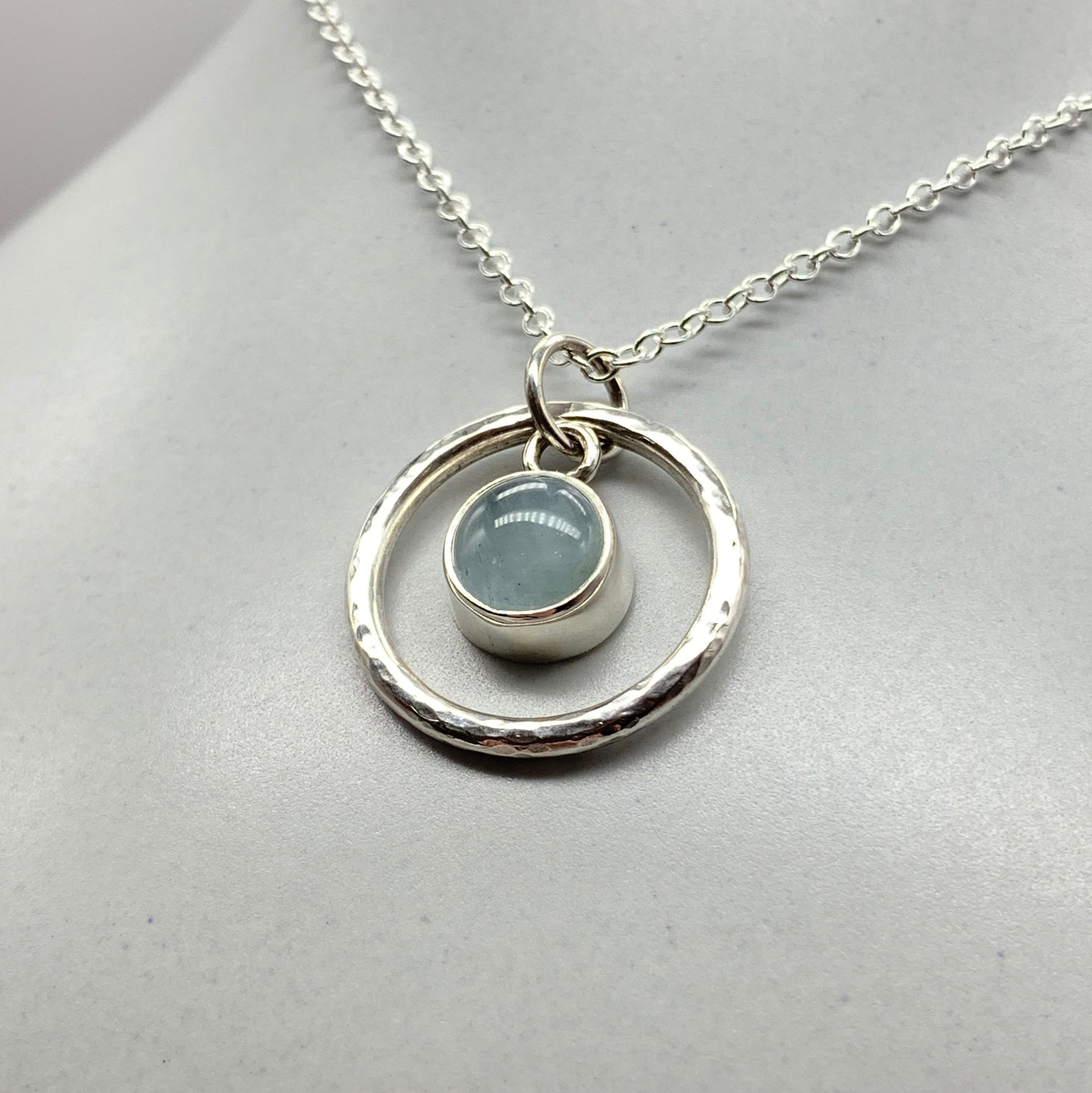 Caldera Solaris Milky Aquamarine Pendant Necklace Angle