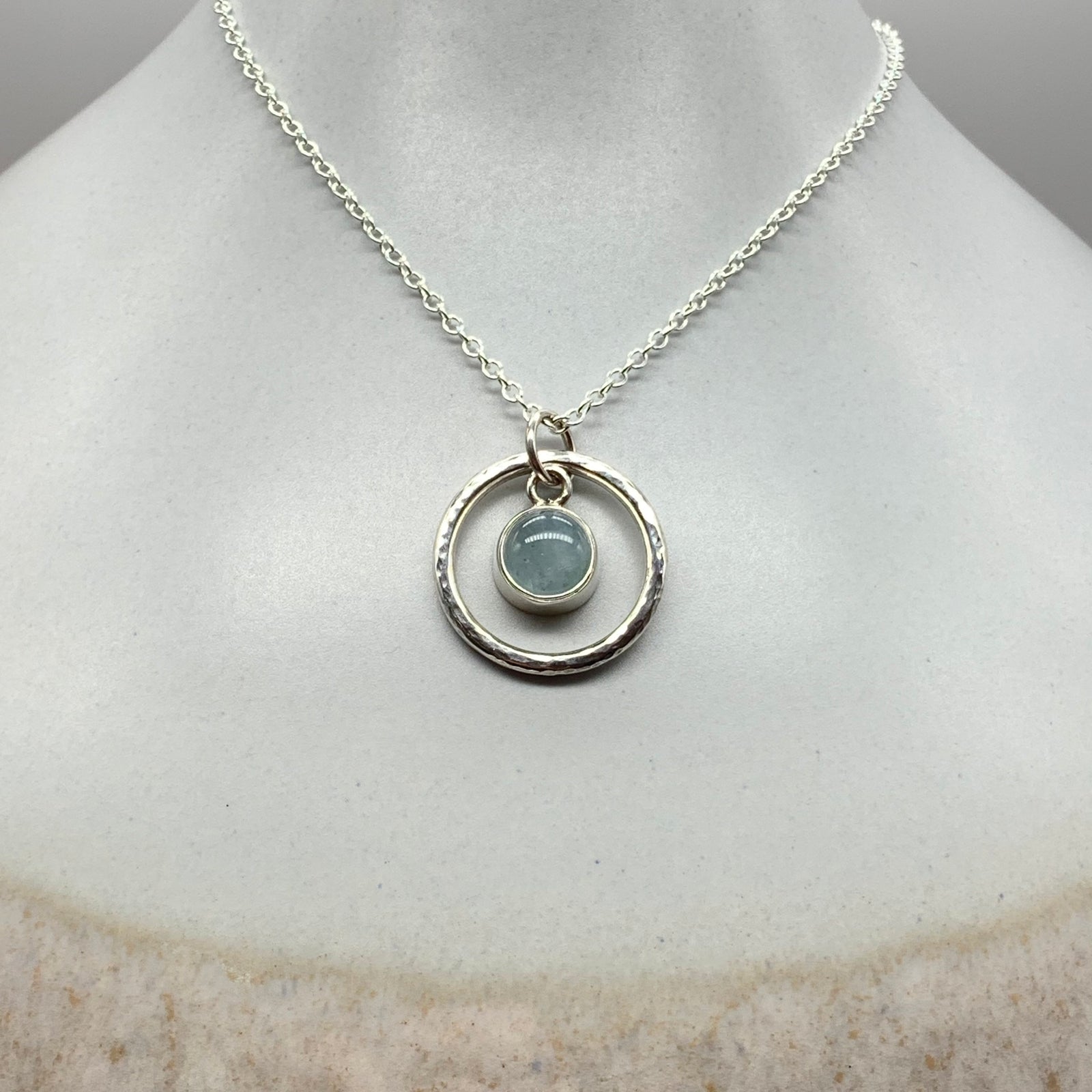 Caldera Solaris Milky Aquamarine Pendant Necklace Face-On