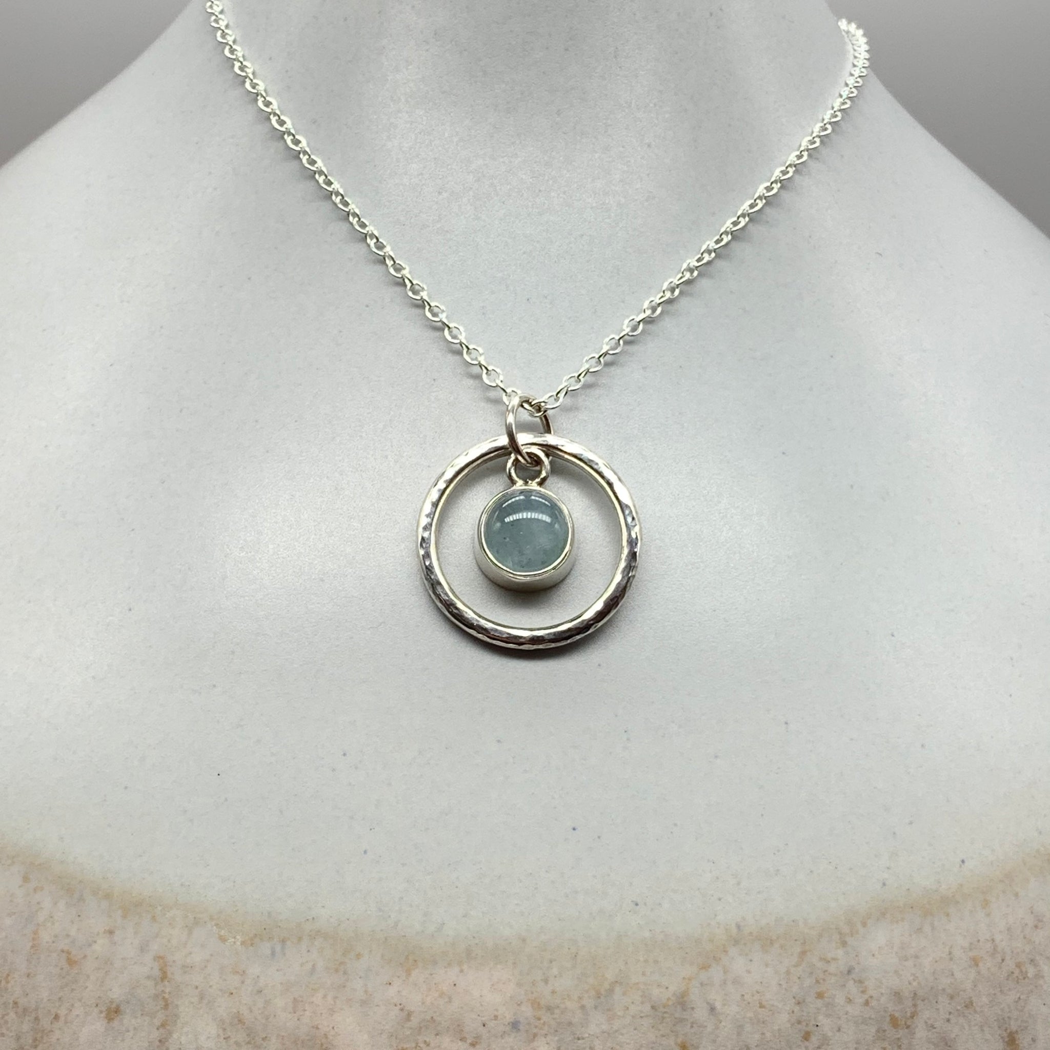 Caldera Solaris Milky Aquamarine Pendant Necklace Face-On