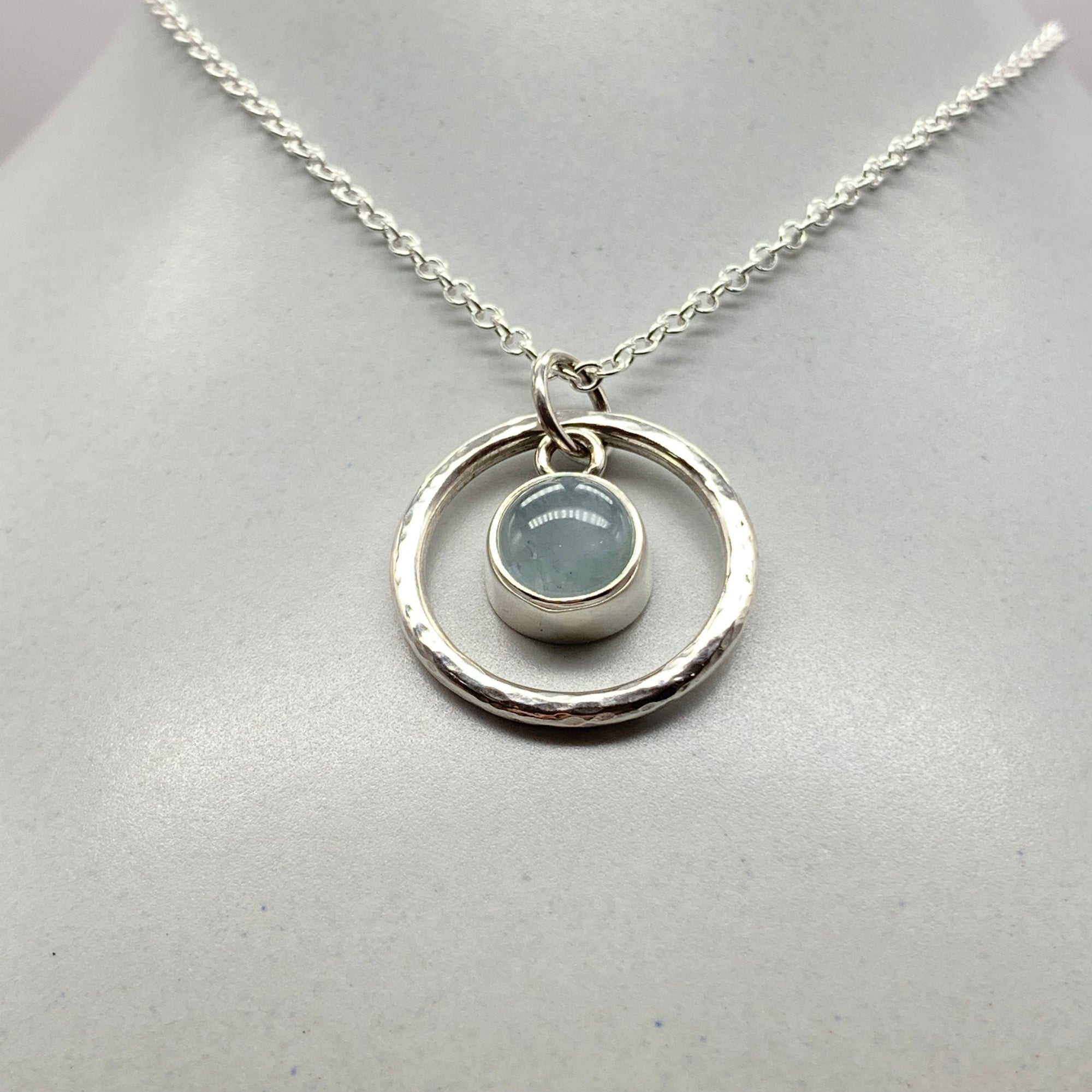Caldera Solaris Milky Aquamarine Pendant Necklace Face-On Reclined