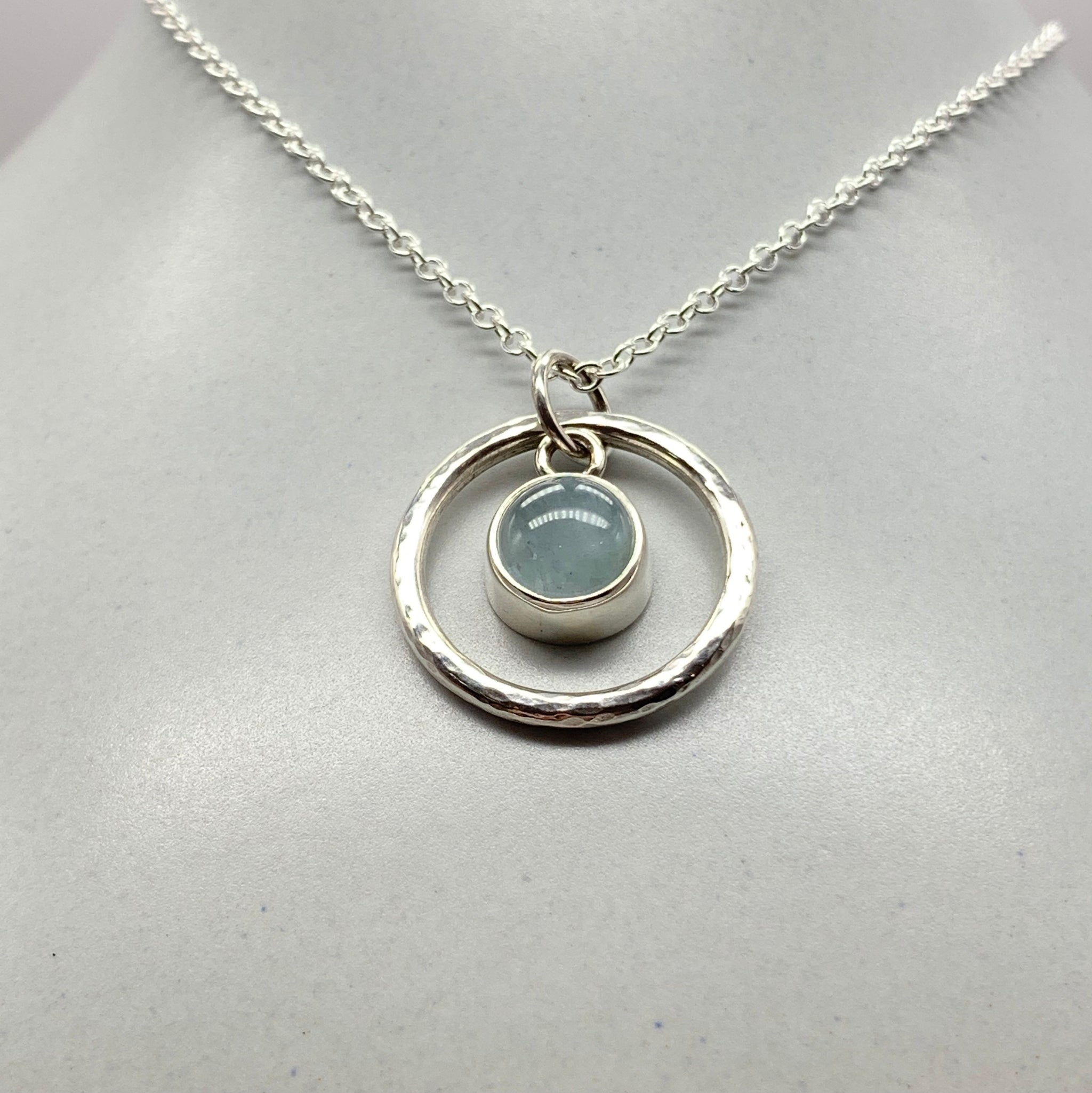 Caldera Solaris Milky Aquamarine Pendant Necklace Face-On Reclined