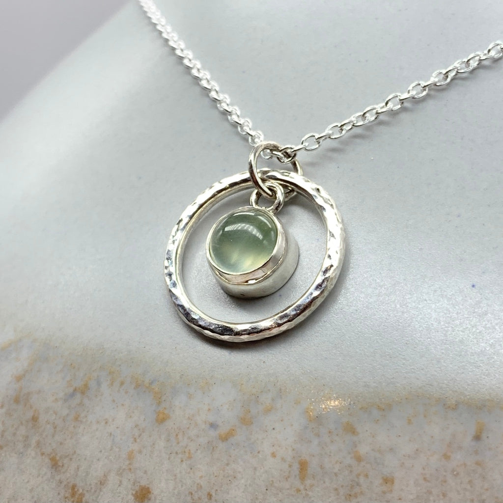 Caldera Solaris Prehnite Pendant Necklace Side On