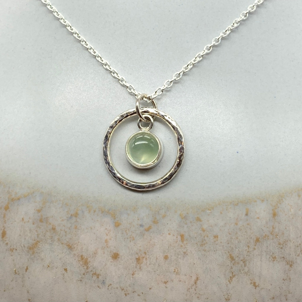 Caldera Solaris Prehnite Pendant Necklace Face On