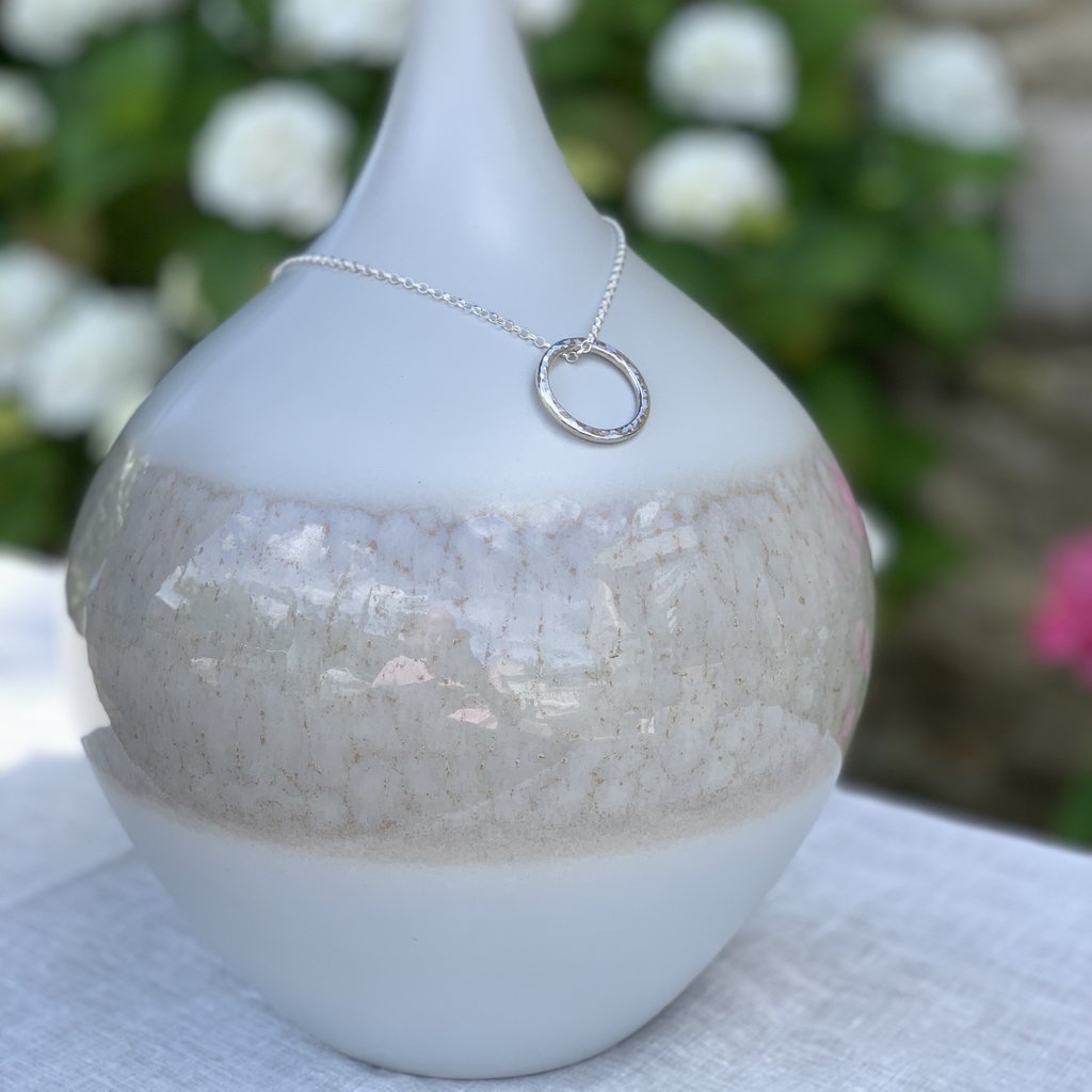 Caldera Soltera circle pendant necklace in chunky sterling silver