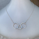 Caldera Tre-Anelli designer silver necklace handmade in Wiltshire, UK