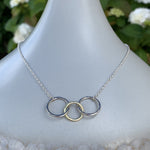 Caldera Tre-Anelli 18 carat gold and silver necklace - face-on