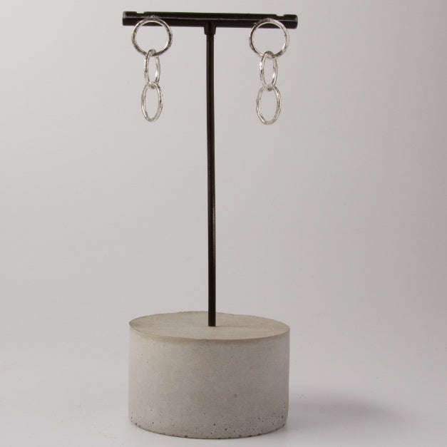 Caldera Triplo Sonido Silver Earrings