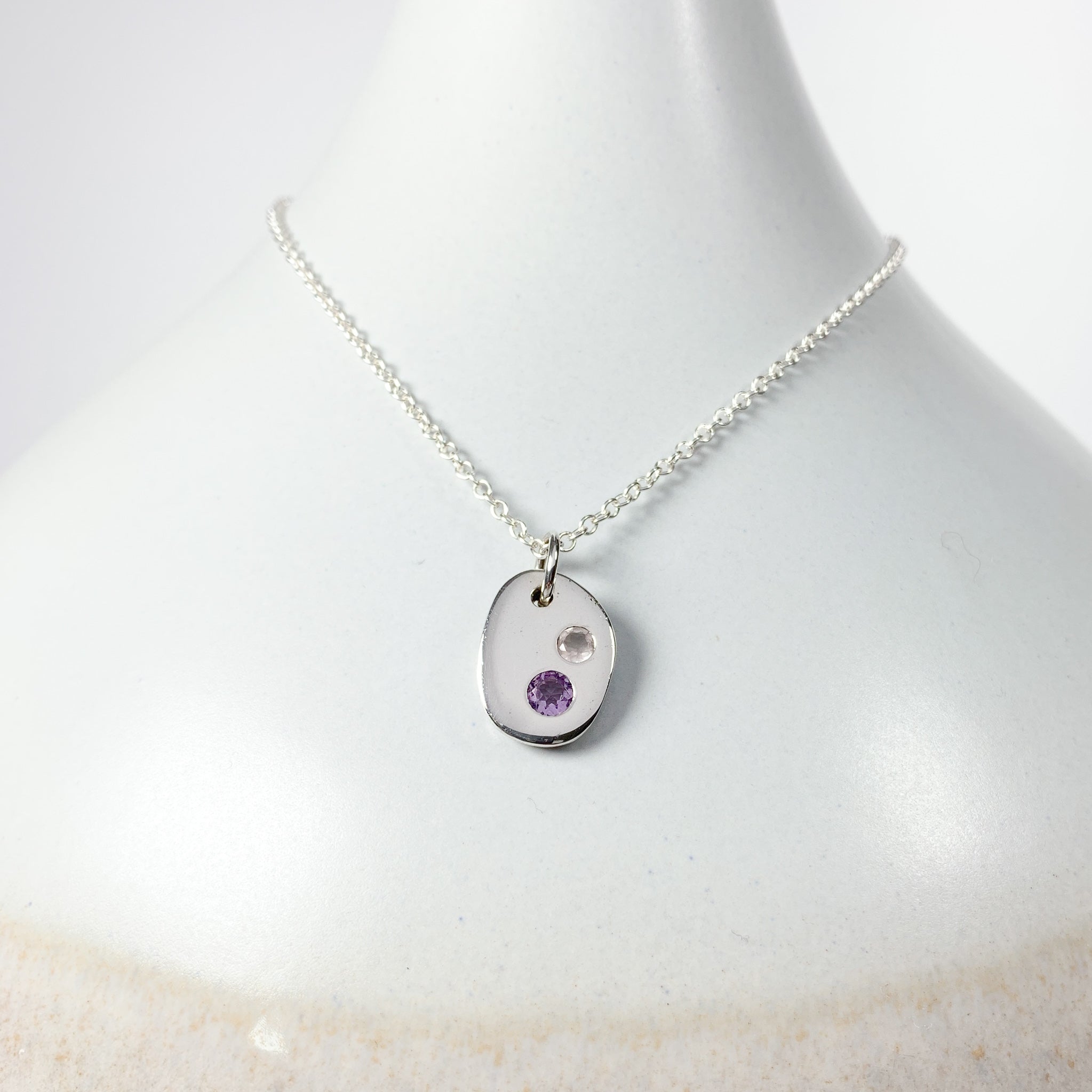 Coast Charm Pendant with Amethyst and Rose Quartz