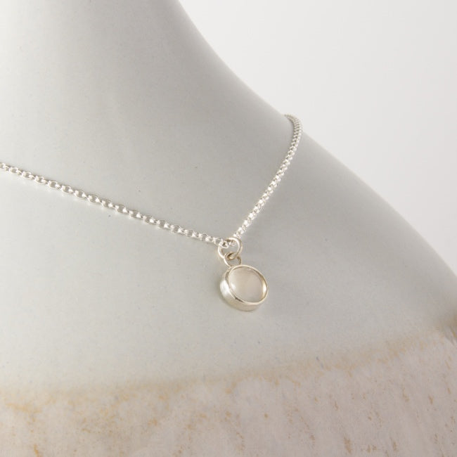 Moonstone Petit Uno Silve Pendant Necklace