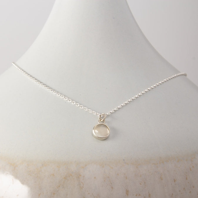 Moonstone Petit Uno Silve Pendant Necklace