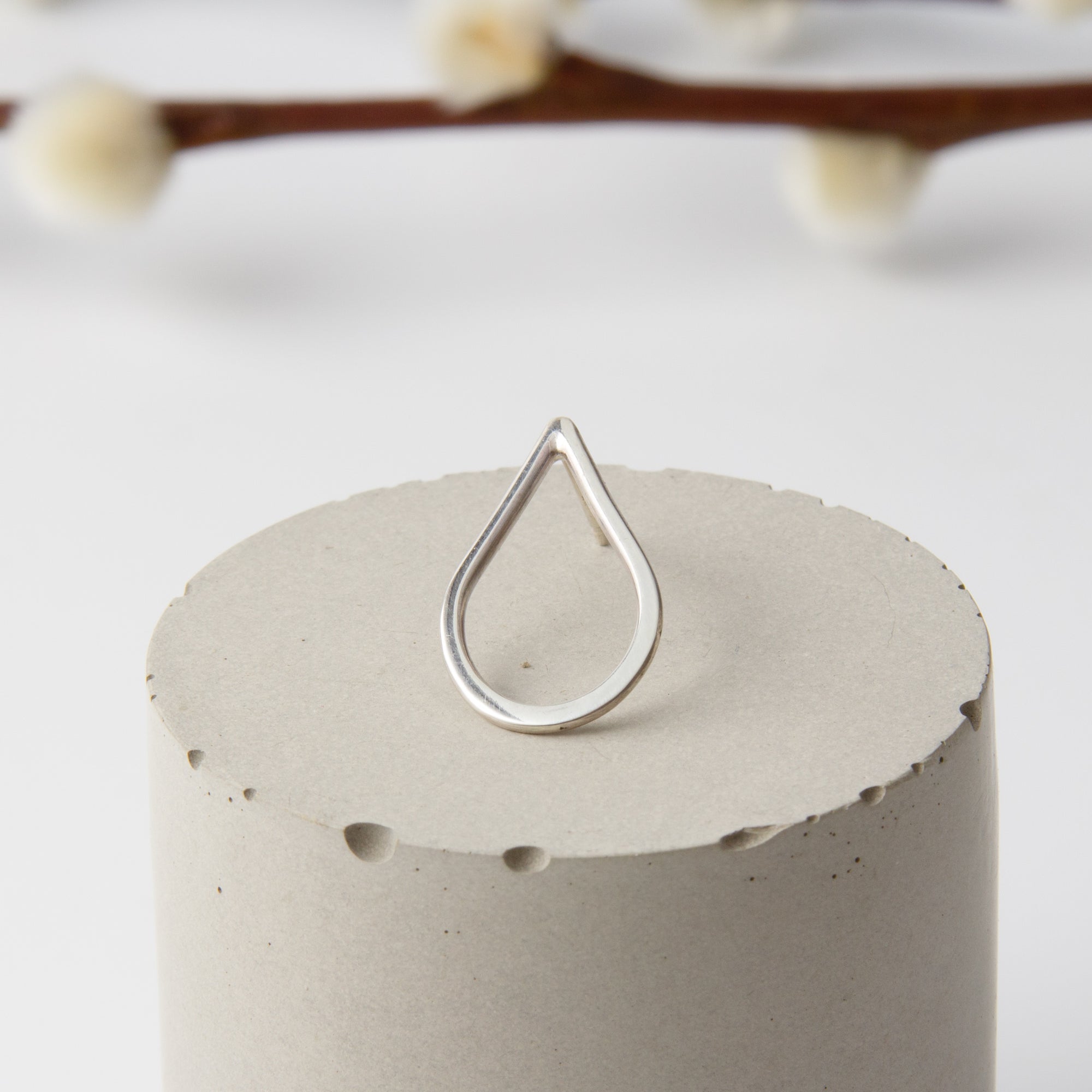 Perla Silver Droplet Stud Earrings