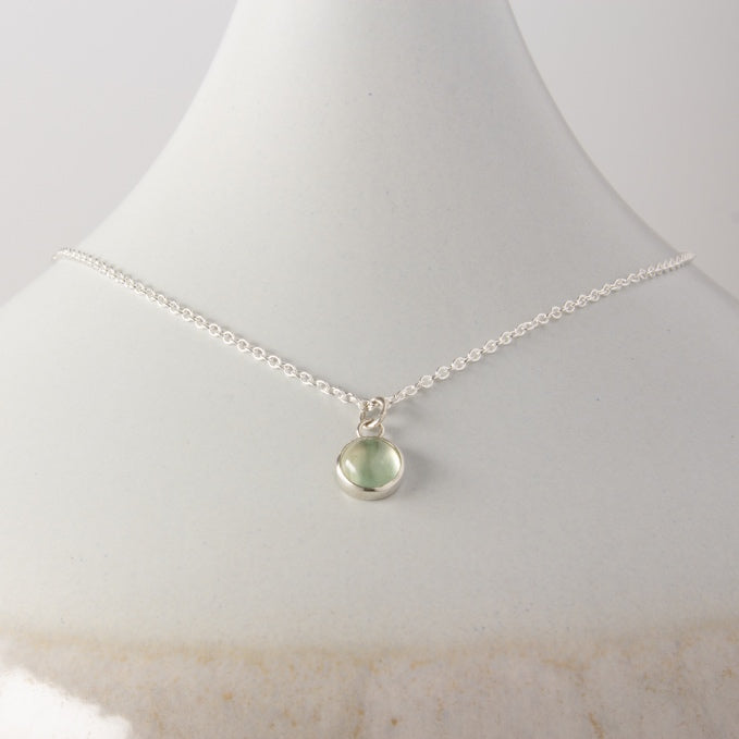 Prehnite Petit Uno Silver Pendant Necklace