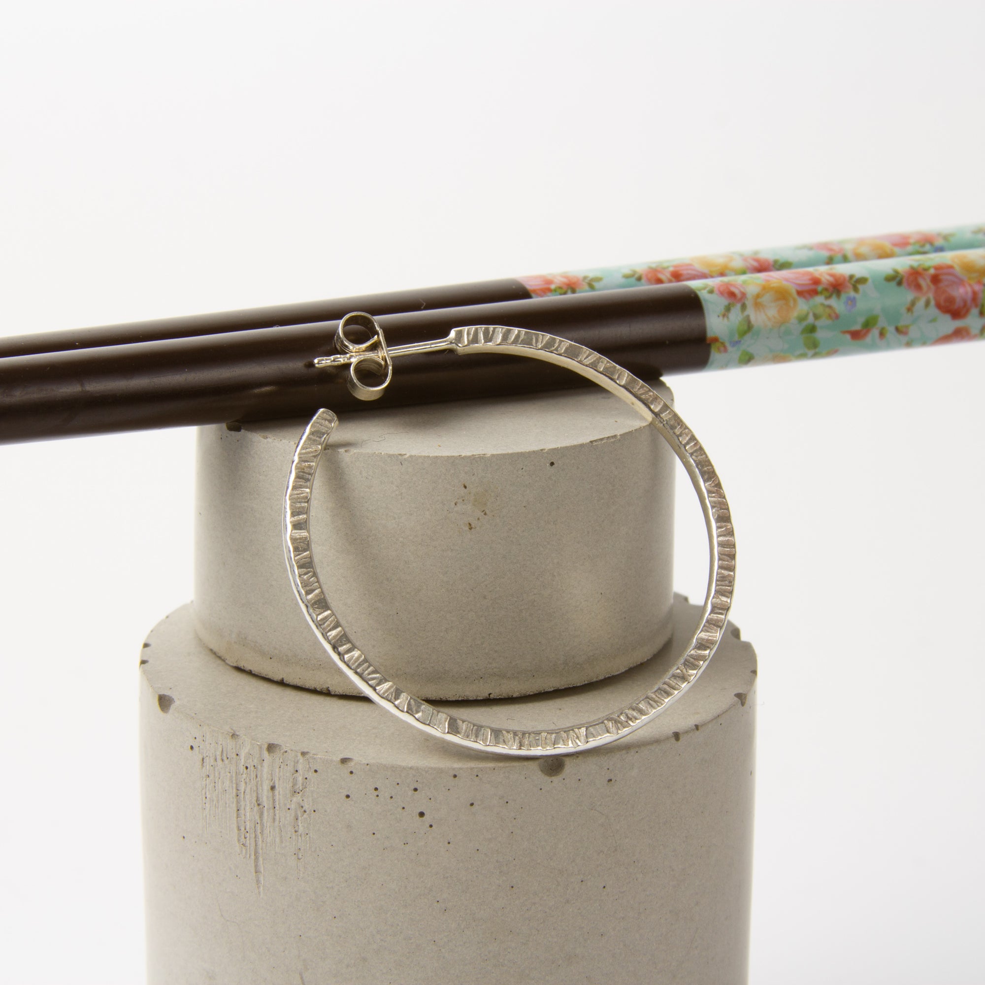 Raya handmade large silver hoop earrings