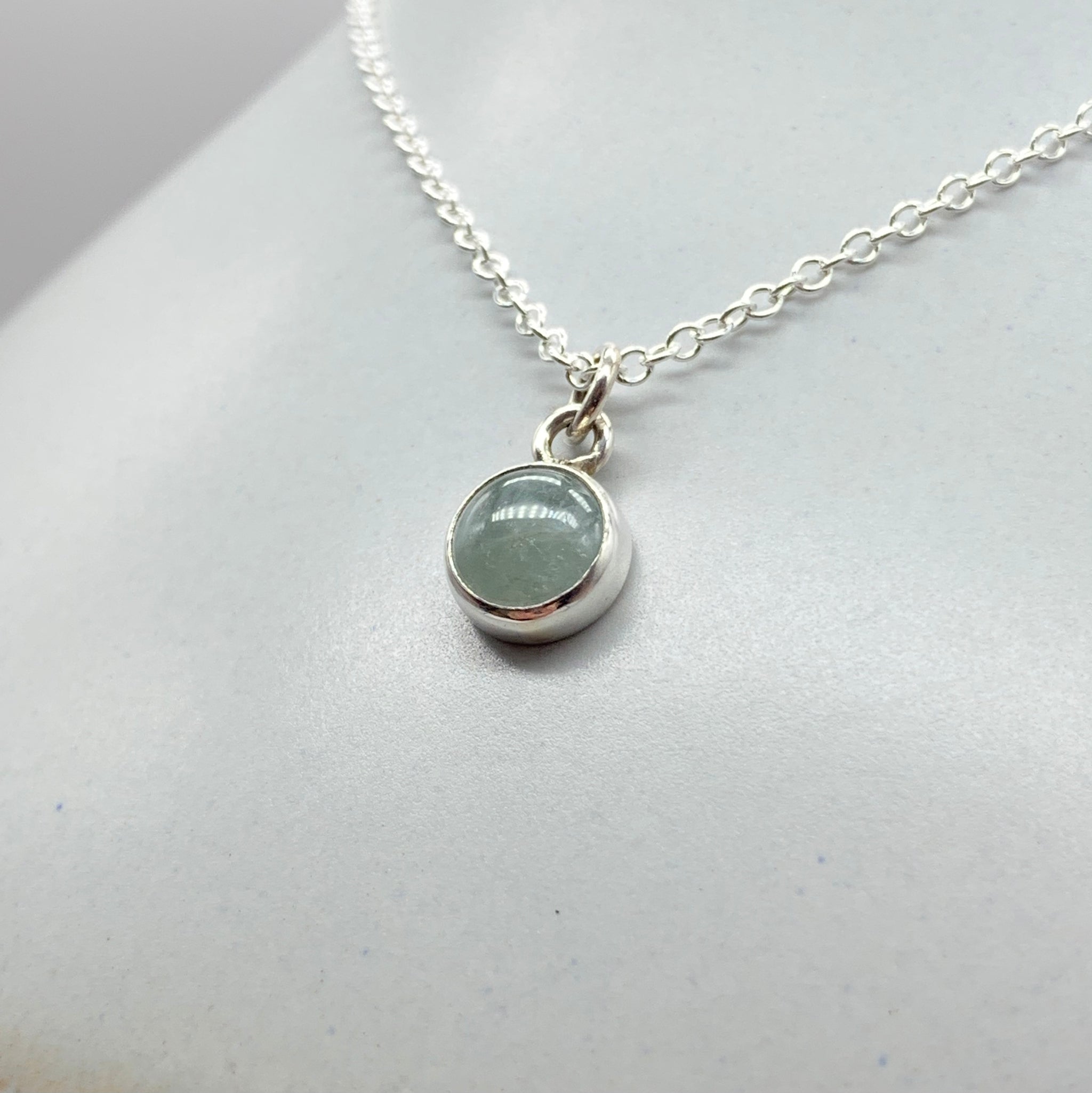 Stella Milky Aquamarine Pendant Necklace Angle