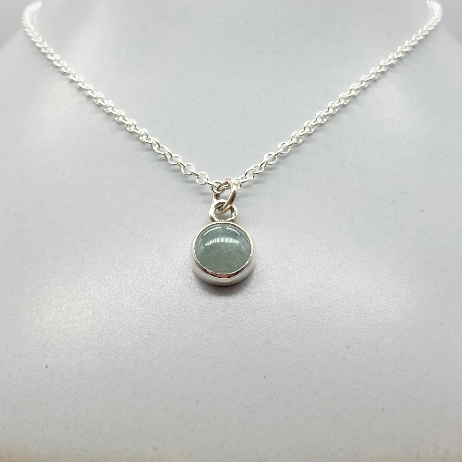 Stella Milky Aquamarine Pendant Necklace Face On-Flat
