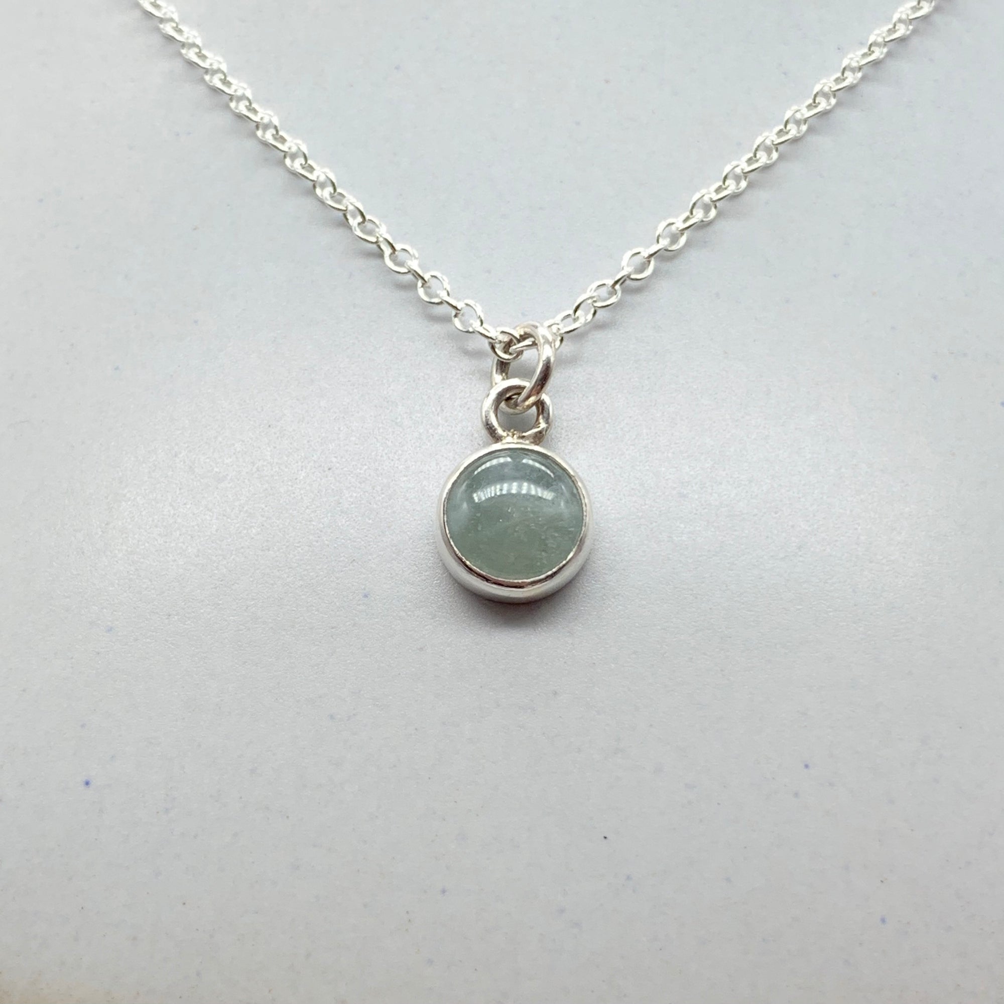 Stella Milky Aquamarine Pendant Necklace Face-on