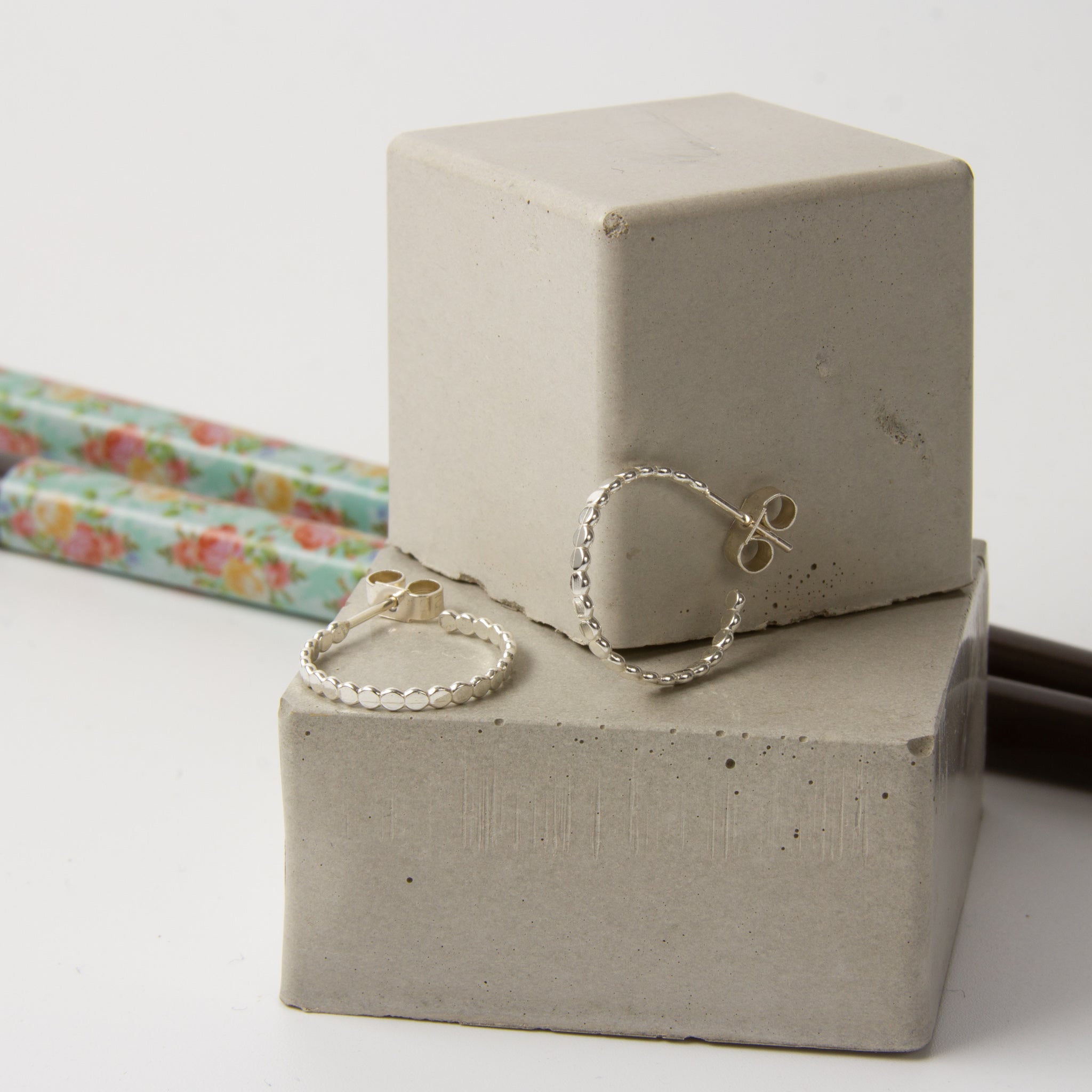 Volant handmade small silver hoop earrings